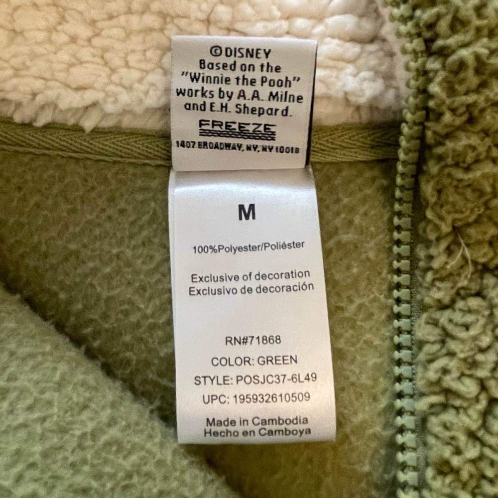 Disney Winnie the Pooh Fuzzy Green Sherpa Quarter Zip Pullover Sweatshirt - Picture 6 of 13